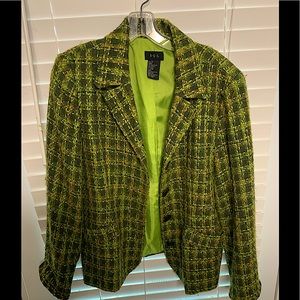 Green tweed blazer